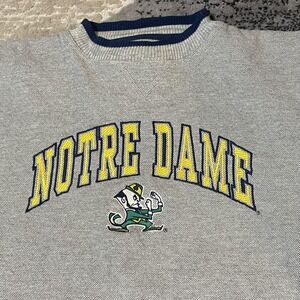 Vintage Notre Dame Irish Sweater‎ Men Large Gray Logo Athletic NCAA Football 90s